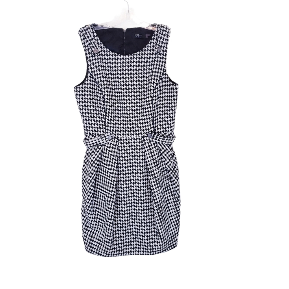 Guess Houndstooth Dress Black White Career 14 Tweed Sheath